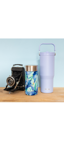 QUOKKA LOTE VASO COOL TERMO ACERO INOX. CON ASA Y VASO CAFE TERMICO ACERO INOX.(40349 + 41373)