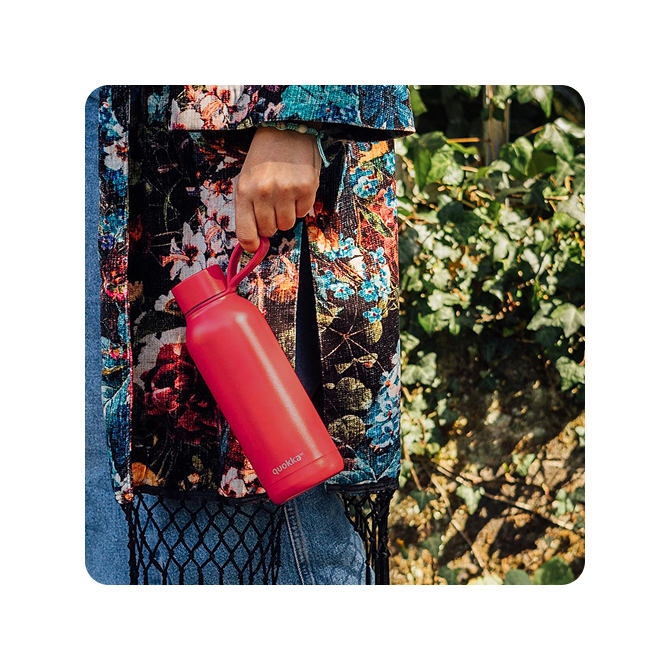 QUOKKA BOTELLA TERMO ACERO INOXIDABLE SOLID CON COLGADOR CHERRY RED 510 ML