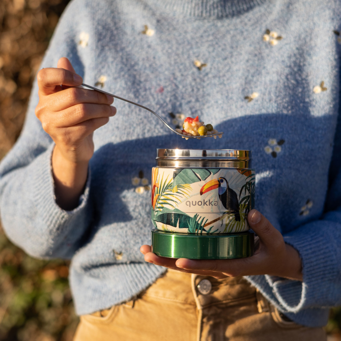 QUOKKA RECIPIENTE COMIDA TERMICO ACERO INOXIDABLE WHIM TROPICAL 360 ML