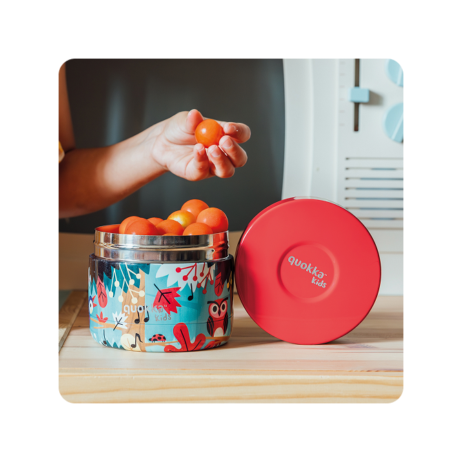 QUOKKA KIDS RECIPIENTE COMIDA TERMICO ACERO INOXIDABLE WHIM GROVE BIRDS 360 ML
