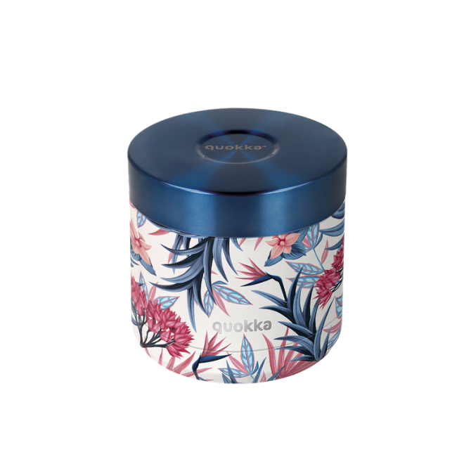 QUOKKA RECIPIENTE COMIDA TERMICO ACERO INOXIDABLE WHIM BLUE GARDEN 600 ML