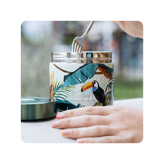 QUOKKA RECIPIENTE COMIDA TERMICO ACERO INOXIDABLE WHIM TROPICAL 600 ML