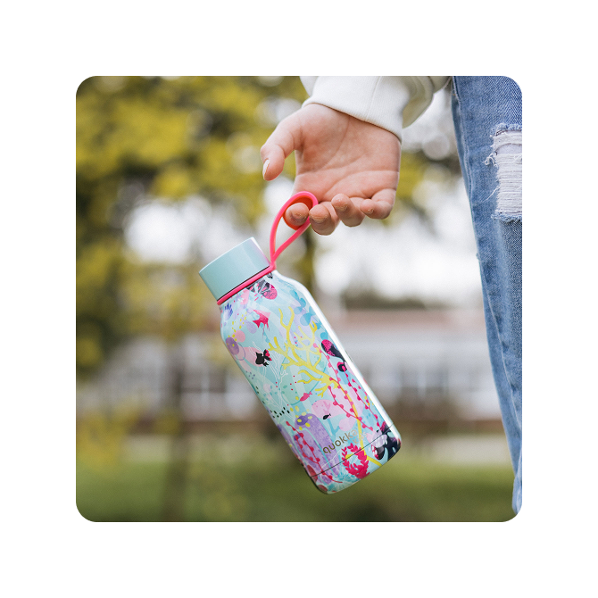 QUOKKA KIDS BOTELLA TERMO ACERO INOXIDABLE SOLID CON COLGADOR UNDERWATER 330 ML