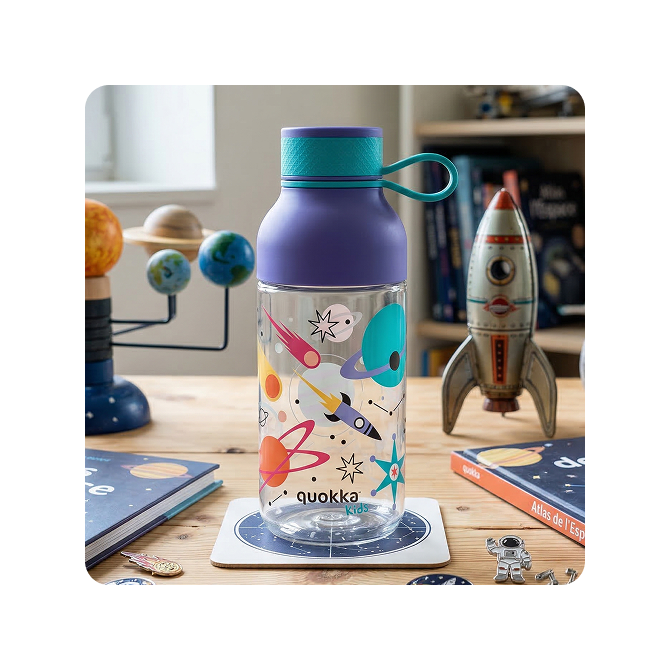QUOKKA KIDS BOTELLA ECOZEN ICE CON COLGADOR 430 ML SPACE