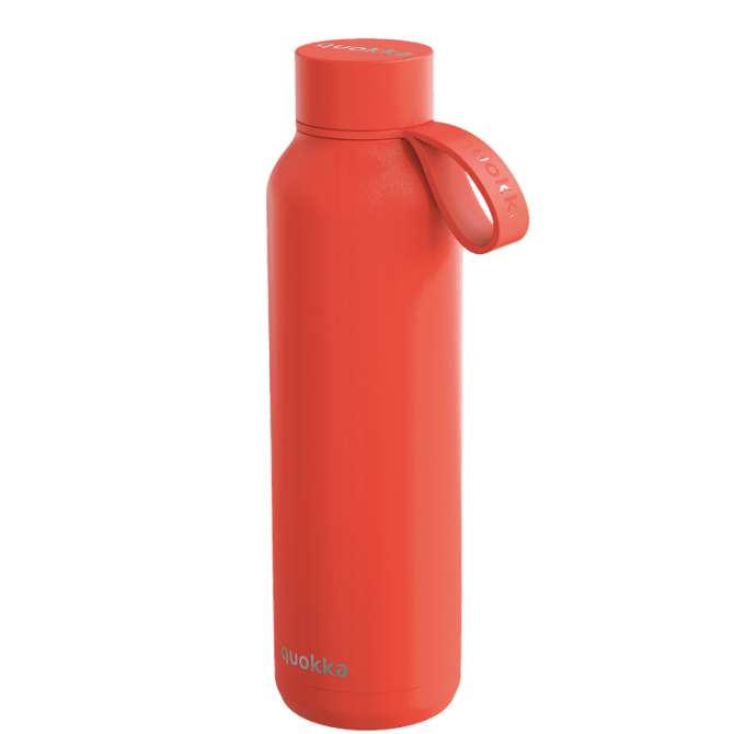 QUOKKA BOTELLA TERMO ACERO INOXIDABLE SOLID CON COLGADOR ORANGE 630 ML