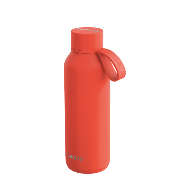 QUOKKA BOTELLA TERMO ACERO INOXIDABLE SOLID CON COLGADOR ORANGE 510 ML