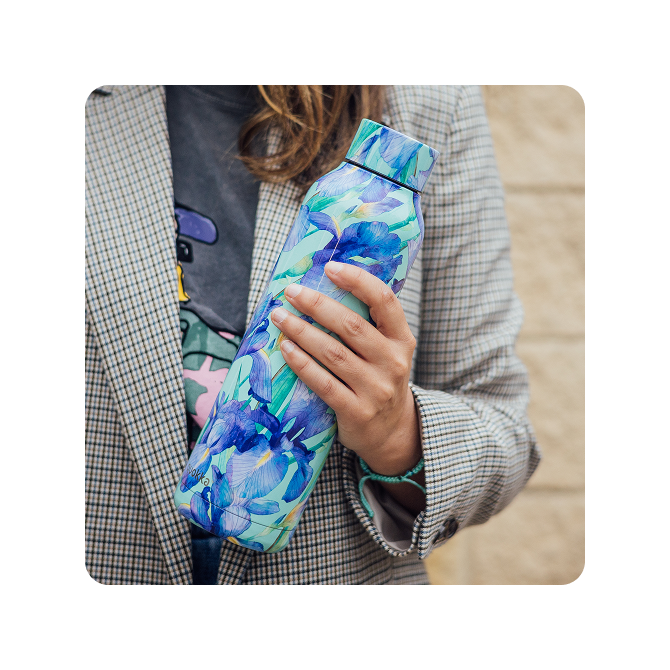 QUOKKA BOTELLA TERMO ACERO INOXIDABLE SOLID BLUE IRISES 850 ML