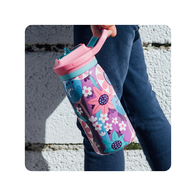 QUOKKA KIDS BOTELLA TERMO ACERO INOXIDABLE CON SIPPER POP BLOOMING GARDEN 445 ML