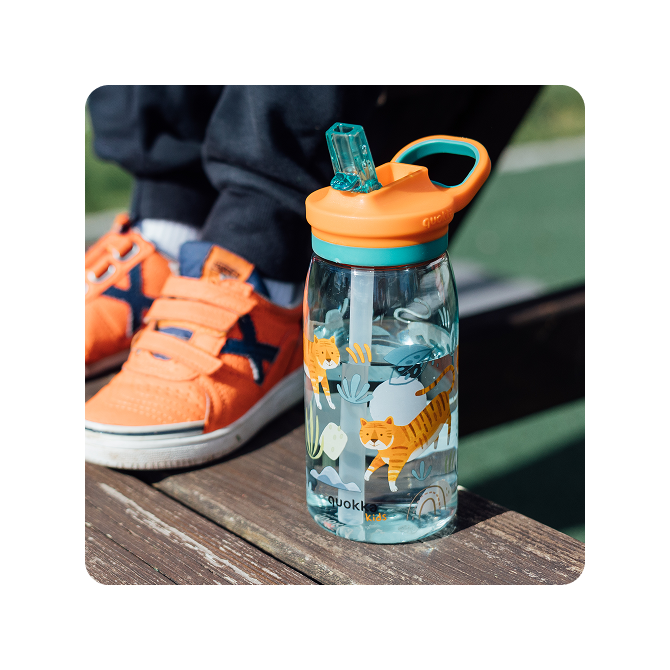 QUOKKA KIDS BOTELLA ECOZEN CON SIPPER GLOW TIGERS 580 ML
