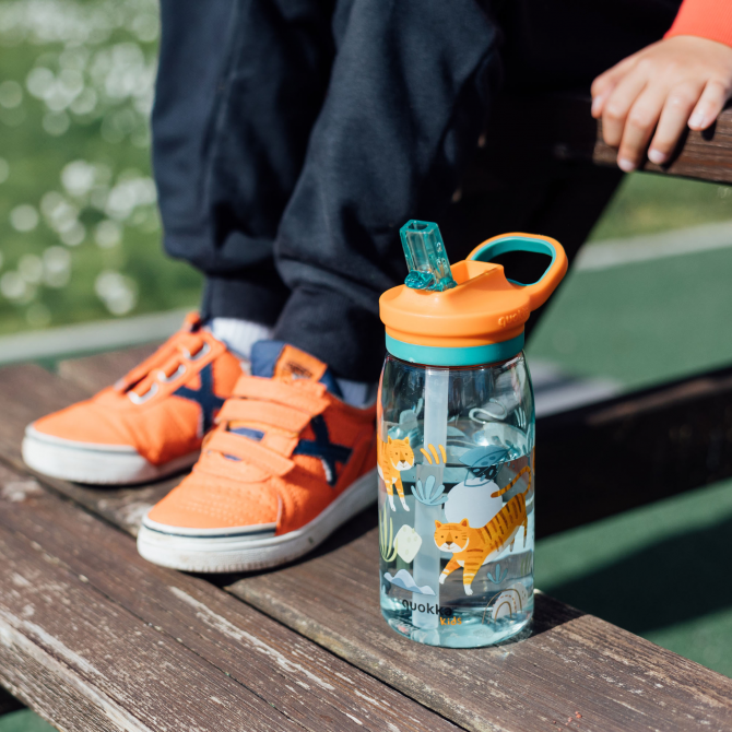 QUOKKA KIDS BOTELLA ECOZEN CON SIPPER GLOW TIGERS 580 ML