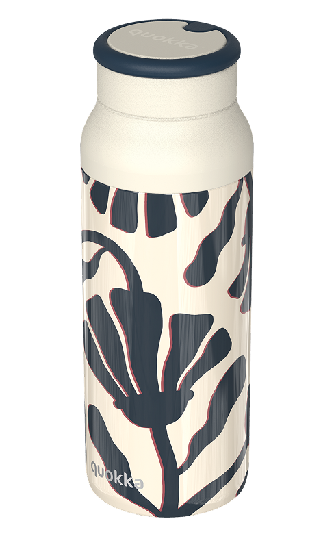 QUOKKA BOTELLA TERMO ACERO INOXIDABLE CON ASA DE SILICONA ECHO ABSTRACT LEAVES 690 ML