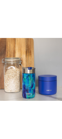 QUOKKA LOTE VASO CAFE TERMICO ACERO INOX. Y RECIPIENTE ACERO INOX. (40066 + 40360)