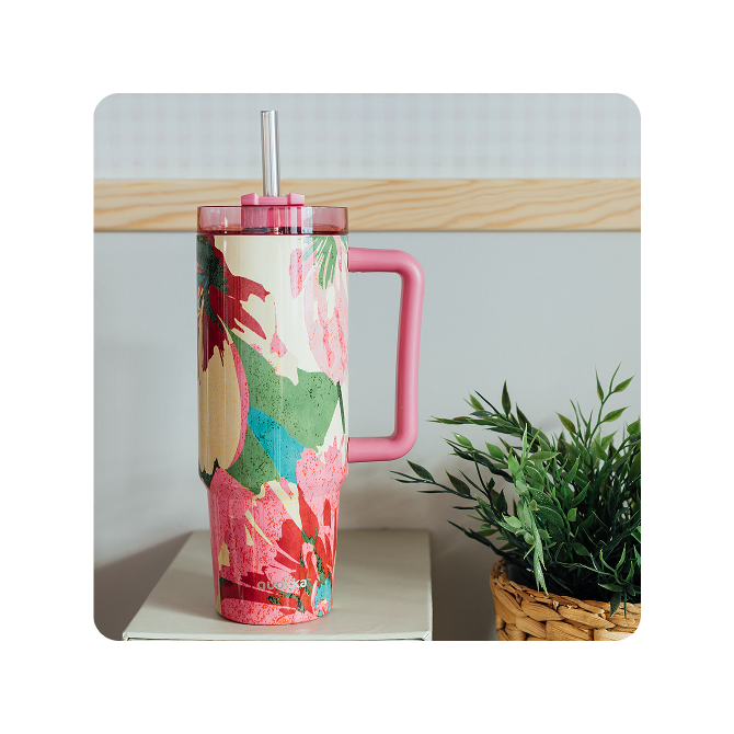QUOKKA TAZA TERMO ACERO INOXIDABLE STREAM PINK FLAMBE L 950 ML