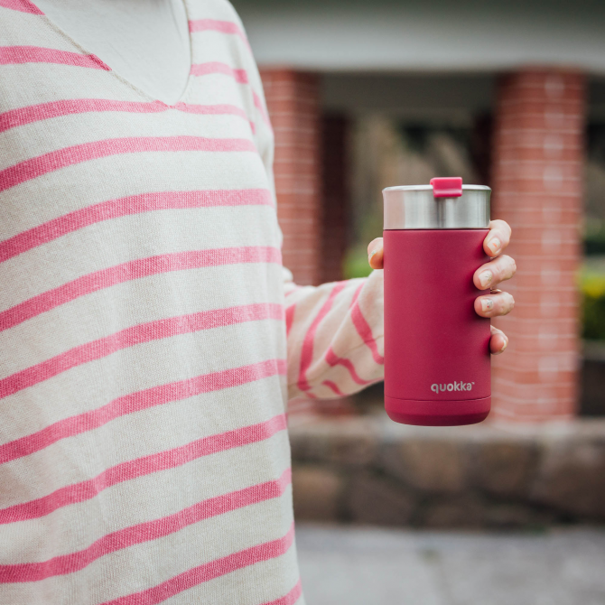 QUOKKA VASO CAFE TERMICO ACERO INOXIDABLE BOOST MAROON 400 ML