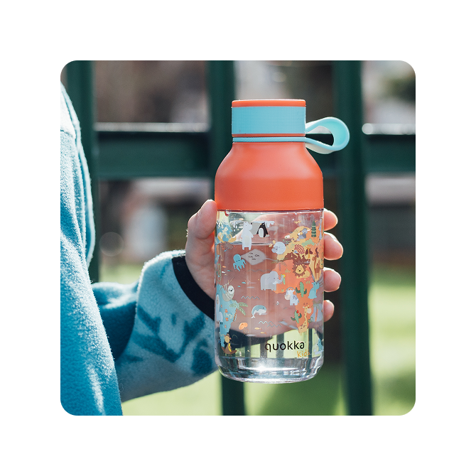 QUOKKA KIDS BOTELLA ECOZEN ICE CON COLGADOR MAP OF LIFE 430 ML