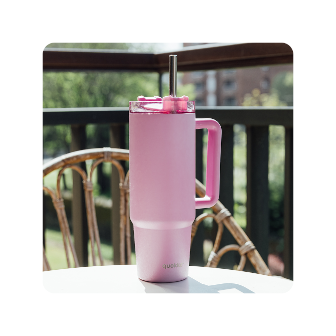 QUOKKA TAZA TERMO ACERO INOXIDABLE STREAM BLOSSOM PINK 950 ML