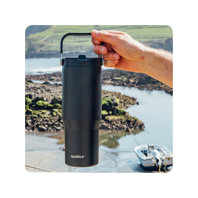 QUOKKA VASO COOL TERMO ACERO INOXIDABLE CON ASA CORE BLACK 860 ML