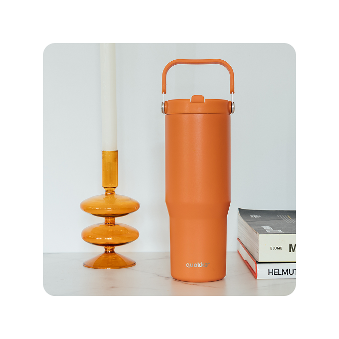 QUOKKA VASO COOL TERMO ACERO INOXIDABLE CON ASA CORE PAPAYA ORANGE 860 ML