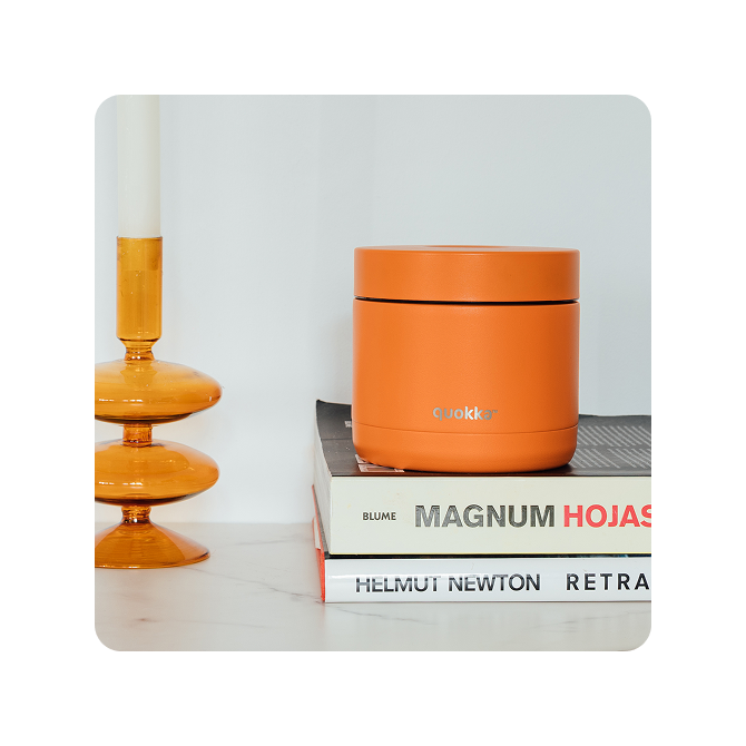 QUOKKA RECIPIENTE COMIDA TERMICO ACERO INOXIDABLE WHIM PAPAYA ORANGE 600 ML