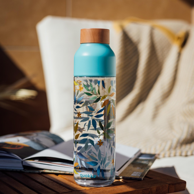 QUOKKA BOTELLA ECOZEN ICE WATERCOLOR LEAVES 840 ML