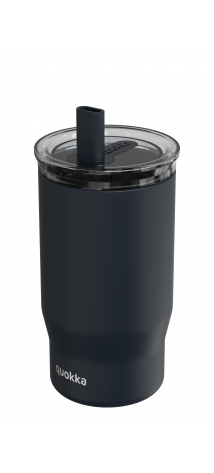 QUOKKA VASO TERMO ACERO INOXIDABLE CON PAJITA MIST BLACK 720 ML