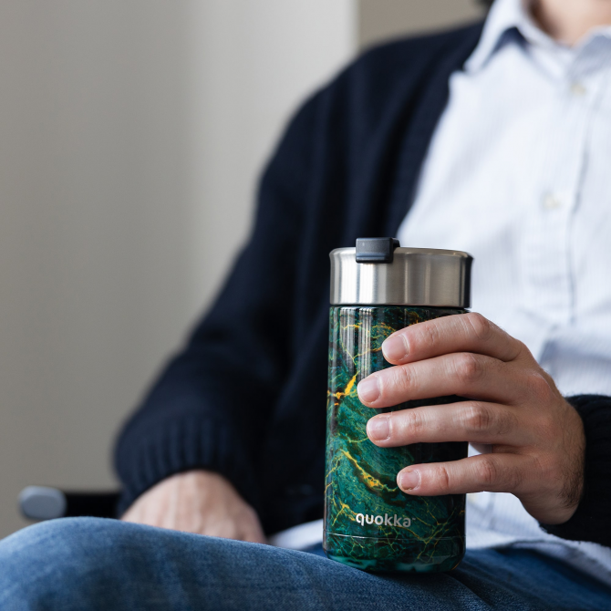 QUOKKA VASO CAFE TERMICO ACERO INOXIDABLE BOOST GREENSTONE 400 ML