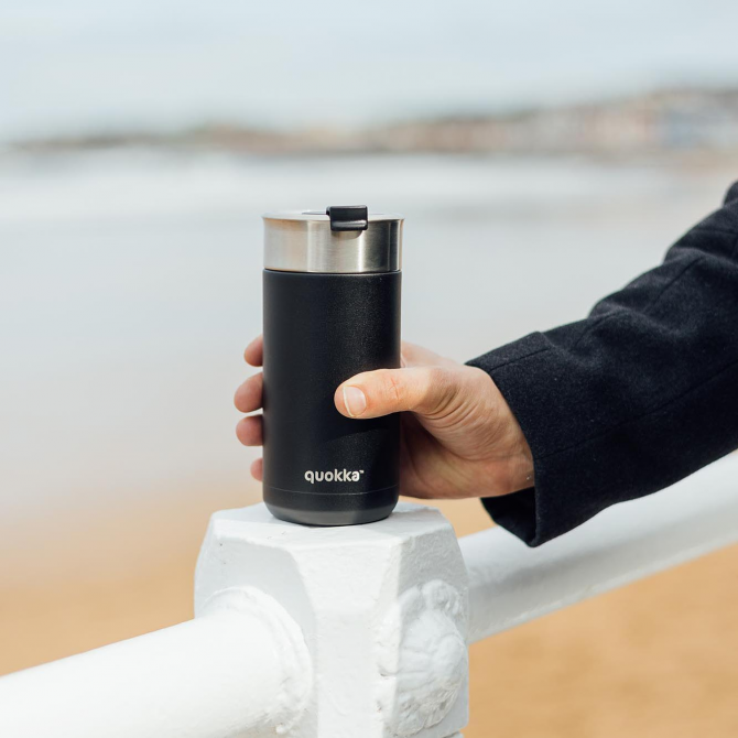 QUOKKA VASO CAFE TERMICO ACERO INOXIDABLE BOOST CARBON BLACK 400 ML