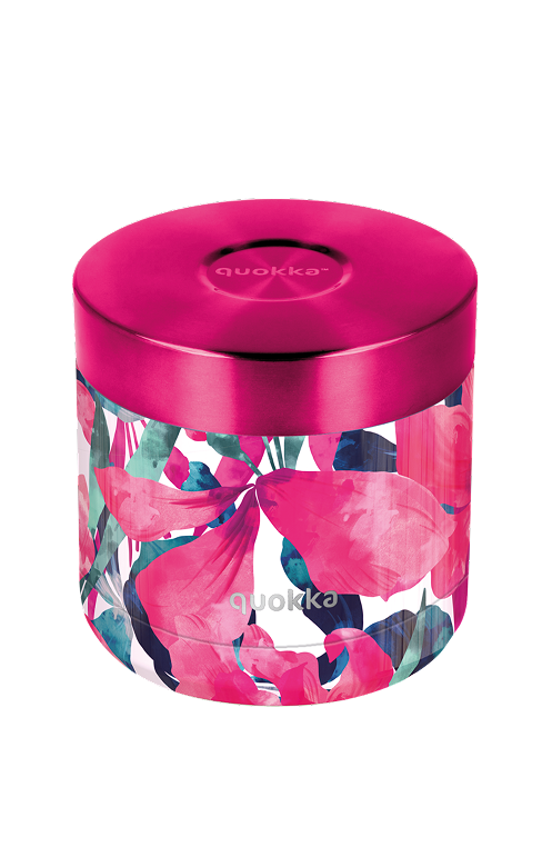 QUOKKA RECIPIENTE COMIDA TERMICO ACERO INOXIDABLE WHIM PINK BLOOM 600 ML