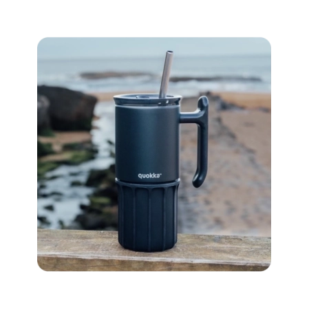 QUOKKA TAZA TERMO ACERO INOXIDABLE CON BASE DE SILICONA UMI BLACK 720 ML