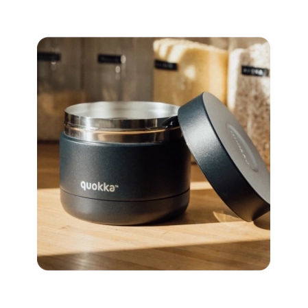 QUOKKA RECIPIENTE COMIDA TERMICO ACERO INOXIDABLE WHIM BLACK 600 ML