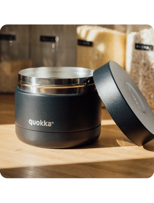 QUOKKA RECIPIENTE COMIDA TERMICO ACERO INOXIDABLE WHIM BLACK 600 ML