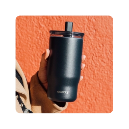 QUOKKA VASO TERMO ACERO INOXIDABLE CON PAJITA MIST BLACK 720 ML