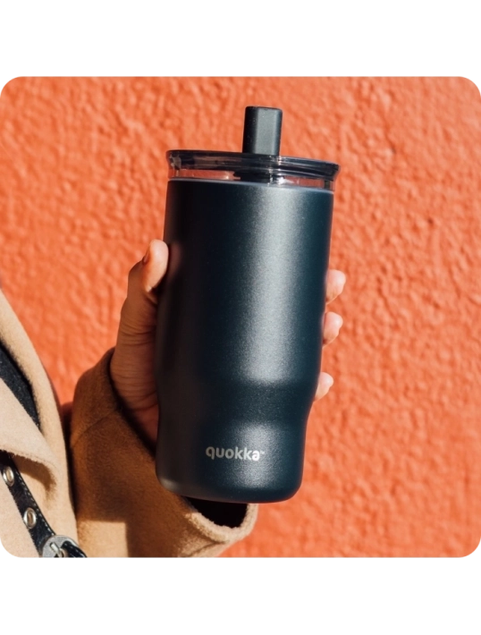 QUOKKA VASO TERMO ACERO INOXIDABLE CON PAJITA MIST BLACK 720 ML