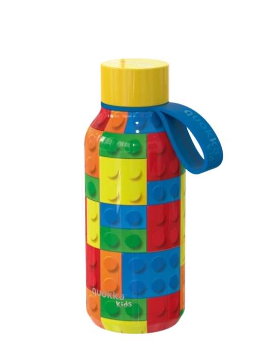 QUOKKA KIDS BOTELLA TERMO ACERO INOXIDABLE SOLID CON COLGADOR COLOR BRICKS 330 ML
