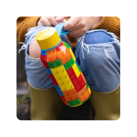 QUOKKA KIDS BOTELLA TERMO ACERO INOXIDABLE SOLID CON COLGADOR COLOR BRICKS 330 ML