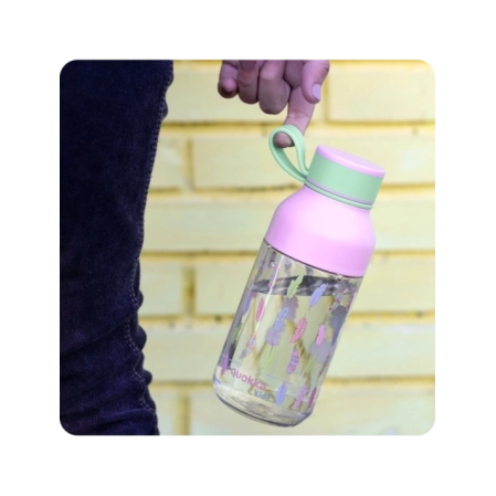 QUOKKA KIDS BOTELLA ECOZEN ICE CON COLGADOR FEATHERS 430 ML