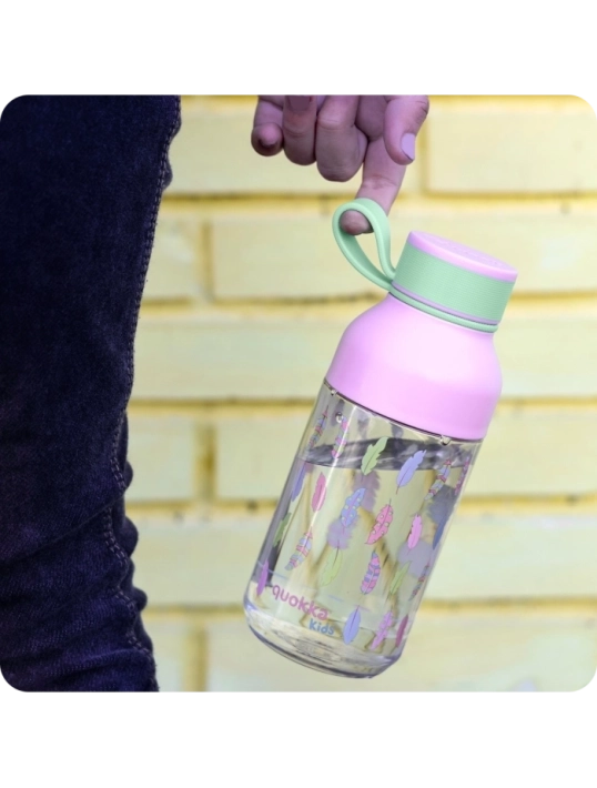 QUOKKA KIDS BOTELLA ECOZEN ICE CON COLGADOR FEATHERS 430 ML