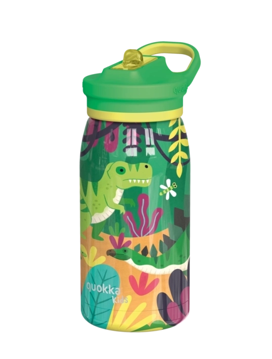 QUOKKA KIDS BOTELLA TERMO ACERO INOXIDABLE CON SIPPER POP DINOSAURS JUNGLE 445 ML