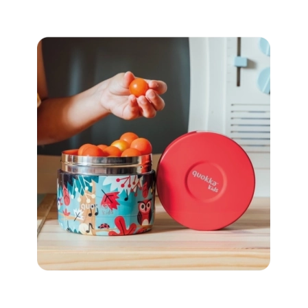 QUOKKA KIDS RECIPIENTE COMIDA TERMICO ACERO INOXIDABLE WHIM GROVE BIRDS 360 ML