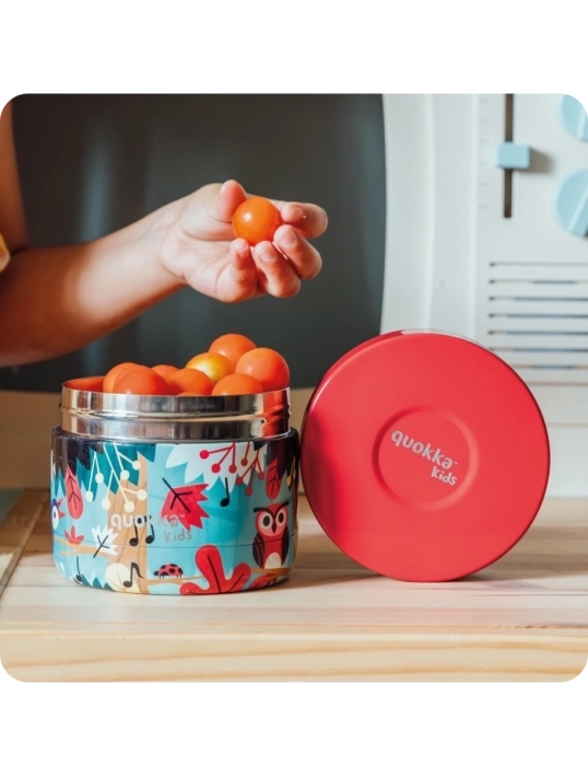 QUOKKA KIDS RECIPIENTE COMIDA TERMICO ACERO INOXIDABLE WHIM GROVE BIRDS 360 ML