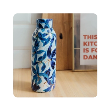 QUOKKA BOTELLA TERMO ACERO INOXIDABLE SOLID BLUE HIBISCUS 510 ML
