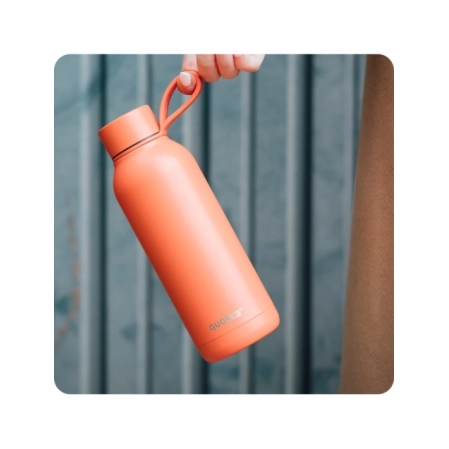 QUOKKA BOTELLA TERMO ACERO INOXIDABLE SOLID CON COLGADOR ORANGE 510 ML