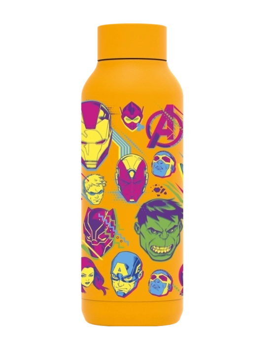 QUOKKA BOTELLA TERMO ACERO INOXIDABLE SOLID AMBER YELLOW 510 ML AVENGERS NEON