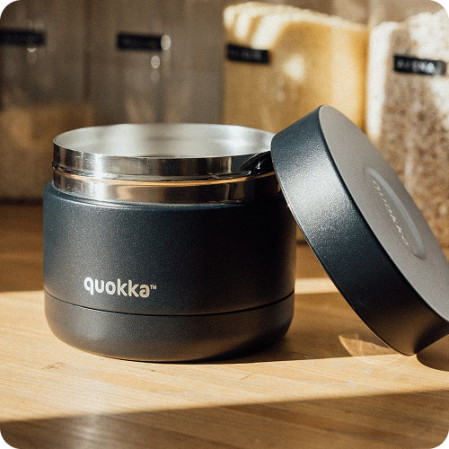 QUOKKA RECIPIENTE COMIDA TERMICO ACERO INOXIDABLE WHIM BLACK 600 ML