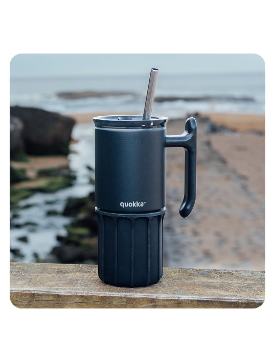 QUOKKA TAZA TERMO ACERO INOXIDABLE CON BASE DE SILICONA UMI BLACK 720 ML