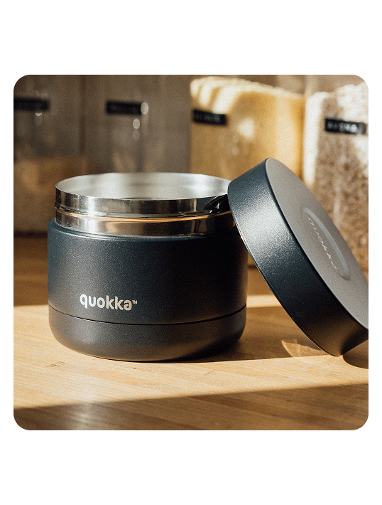 QUOKKA RECIPIENTE COMIDA TERMICO ACERO INOXIDABLE WHIM BLACK 600 ML