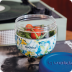 QUOKKA RECIPIENTE COMIDA MS CON FUNDA DE SILICONA BUBBLE BLUE PEONIES 770 ML