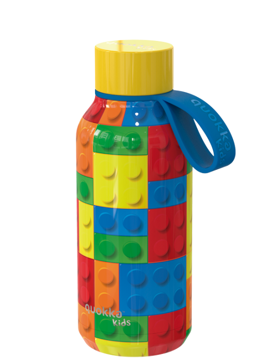 QUOKKA KIDS BOTELLA TERMO ACERO INOXIDABLE SOLID CON COLGADOR COLOR BRICKS 330 ML