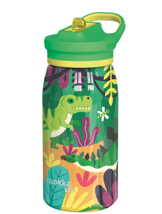 QUOKKA KIDS BOTELLA TERMO ACERO INOXIDABLE CON SIPPER POP DINOSAURS JUNGLE 445 ML
