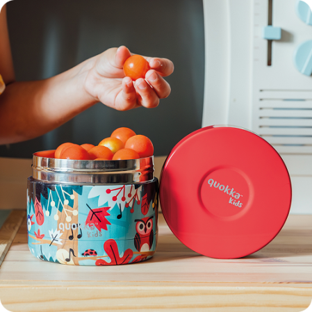 QUOKKA KIDS RECIPIENTE COMIDA TERMICO ACERO INOXIDABLE WHIM GROVE BIRDS 360 ML